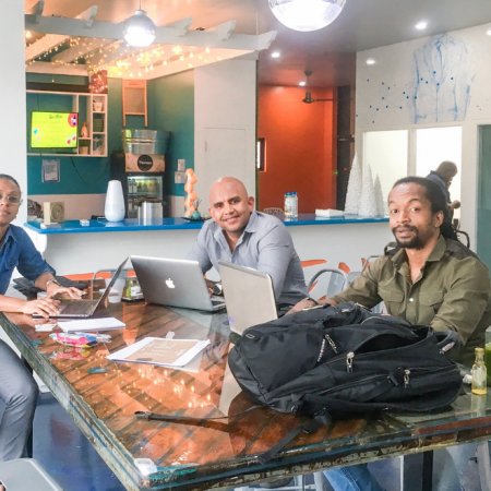 group of people developing brand strategy